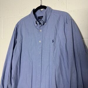 Ralph Lauren Mens Classic Fit Button Down Shirt Blue Micro Check 17 dress